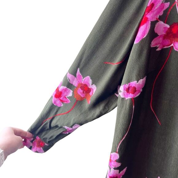 Junarose Women's Blouse US 20 Floral 100% Viscose Long Sleeve Plus Size - Picture 4 of 8